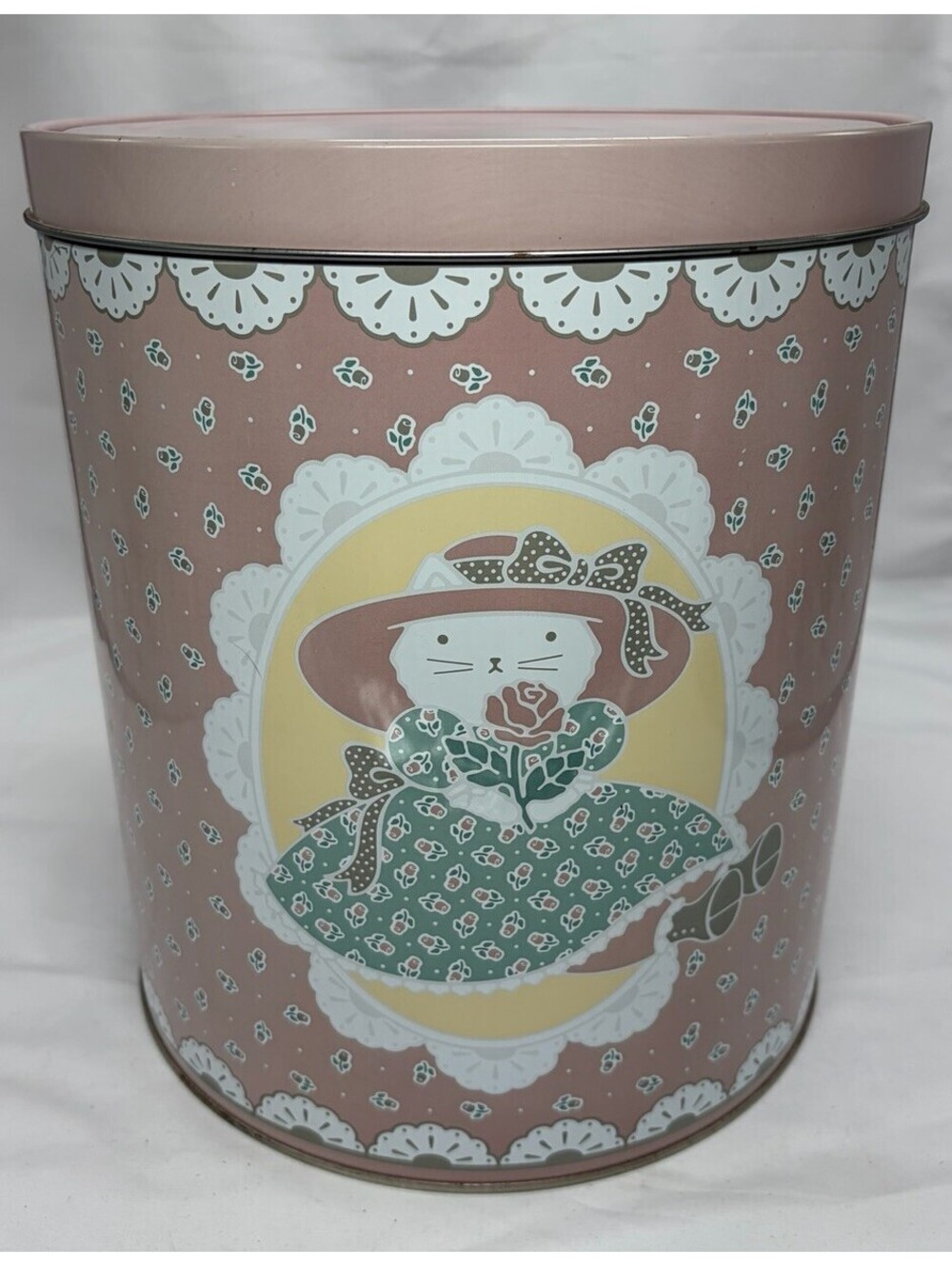 Vintage Plush Pink Canister Tub Bucket From the 80s Cottagecore Grandma Fairy